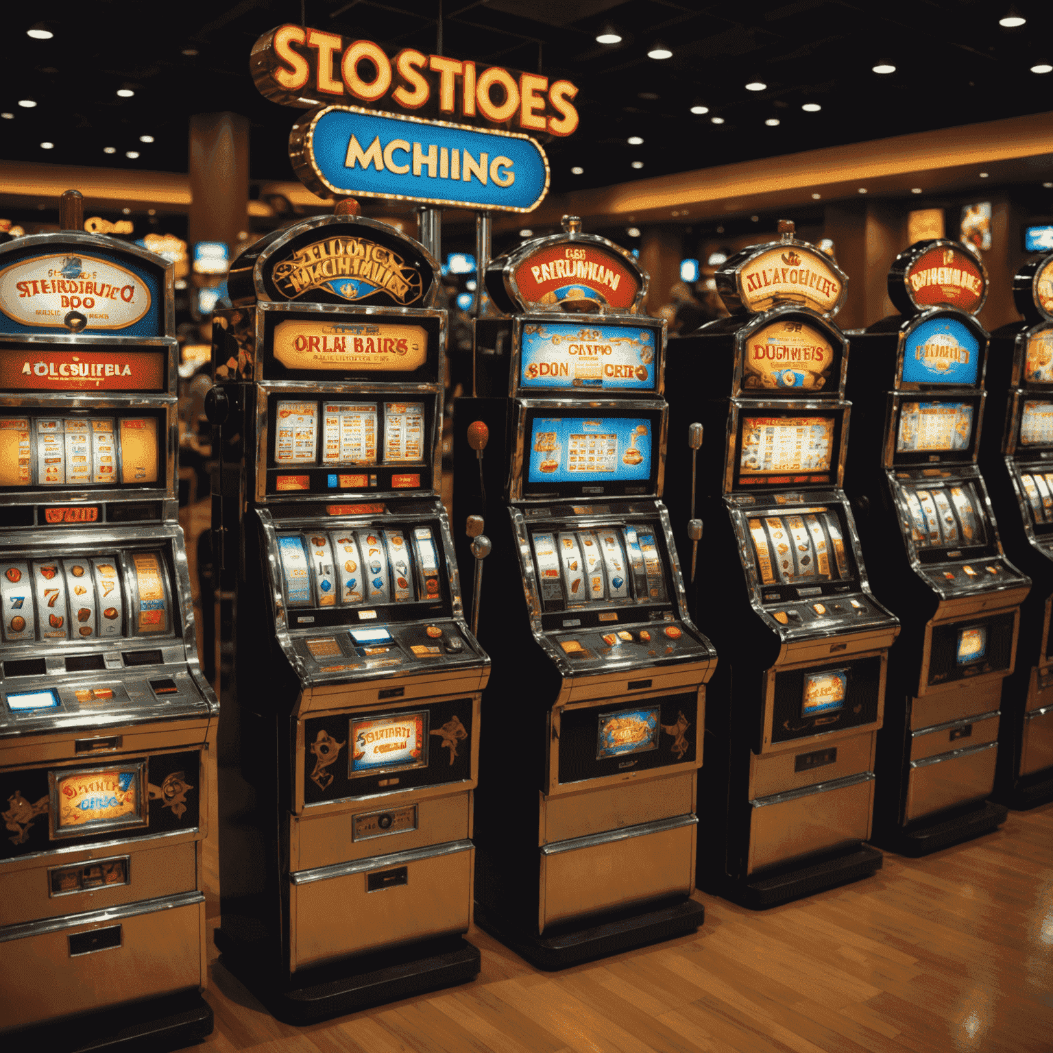 Timeline showing the evolution of slot machines from old mechanical devices to modern digital screens, with iconic models highlighted