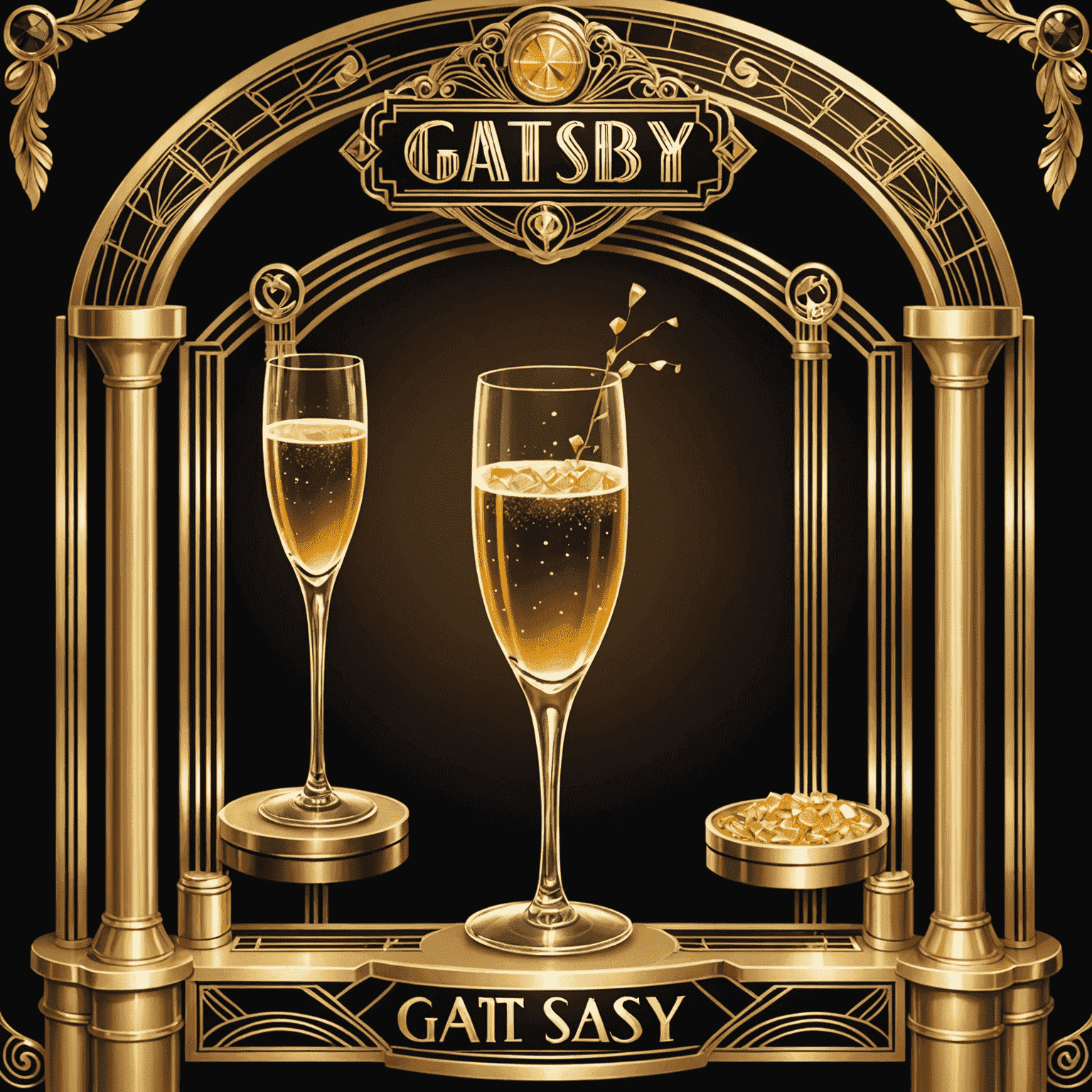 Golden Gatsby Reels: An Art Deco-themed slot game with champagne glasses and flapper silhouettes